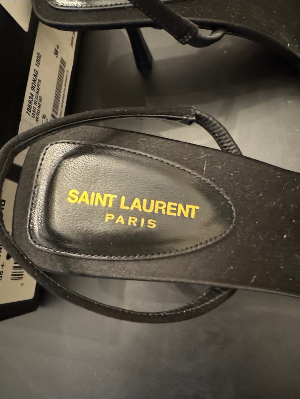 Saint Laurent Black Square Toe Slingback Heels - Picture 2 of 6
